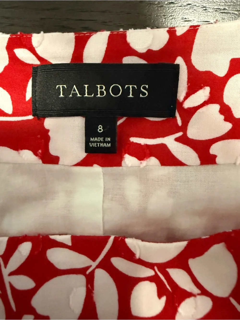 Talbots Pleated Midi Floral Red Skirt Size 8